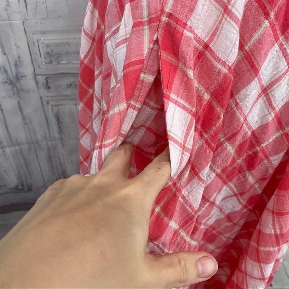 Calvin Klein Pink Plaid Button Down Sleeveless Dress Fit & Flare Cotton Swing - Picture 4 of 13